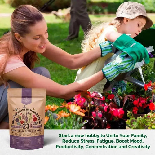 Organo Republic 23 Wildflower Seeds Annual & Perennial Mix for Indoor & Outdoors, Attract Birds & Butterflies 100,000+ Non - GMO, Heirloom Garden Seeds, 4oz Packet for Growing Wild Flowers - Organo Republic