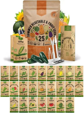 25 Summer Fruit & Vegetable Seeds Variety Pack
