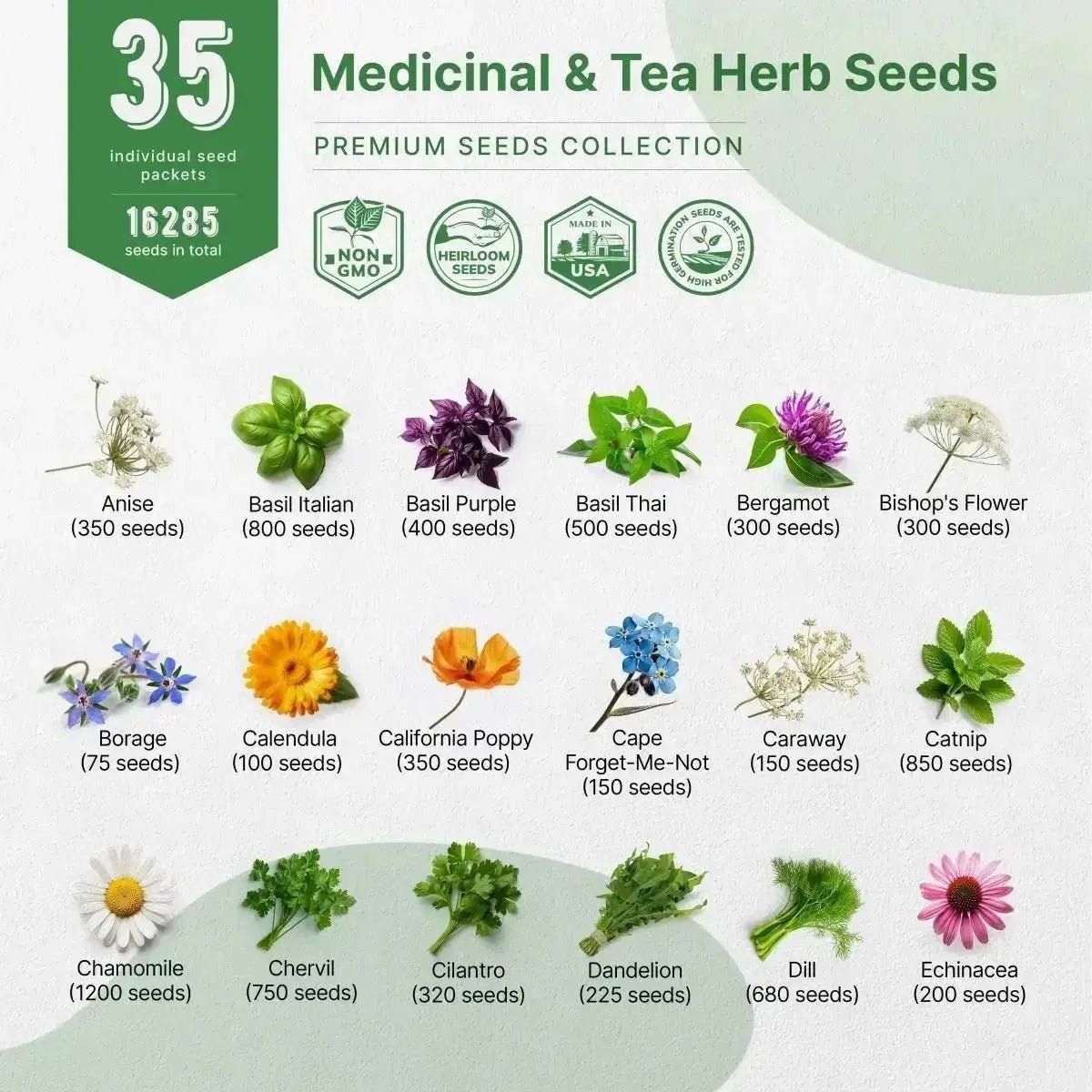 35 Medicinal & Tea Herb Seeds Variety Pack - Buy Online at the