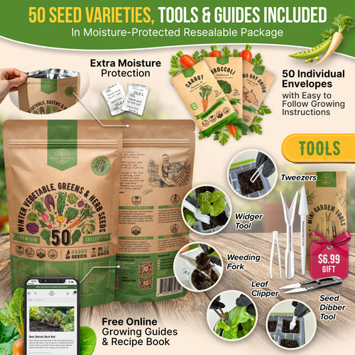 50 Winter Vegetable Garden Seeds Variety Pack