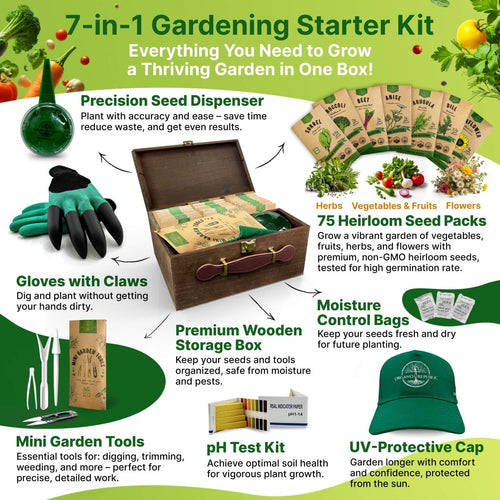 75 Herb & Vegetable Seeds Variety Pack, Garden Seed Starter Kit - Over 47,380 Non - GMO Heirloom Seeds for Planting Vegetables and Herbs Garden Seeds Gift Seed Box with Gardening Supplies, Survival Kit - Organo Republic