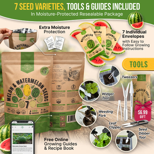 7 Melon & Watermelon Seeds Variety Pack