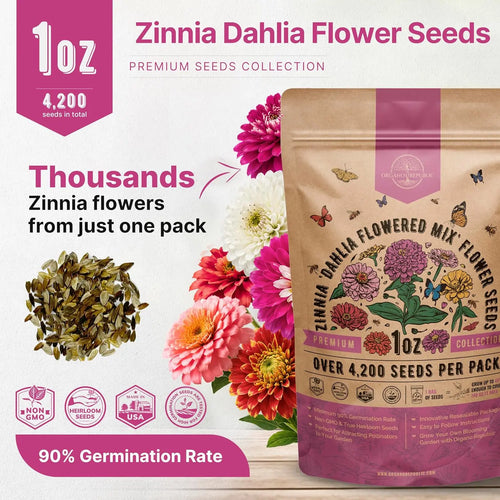 Dahlia Flowered Mix Zinnia Seeds Organo Republic