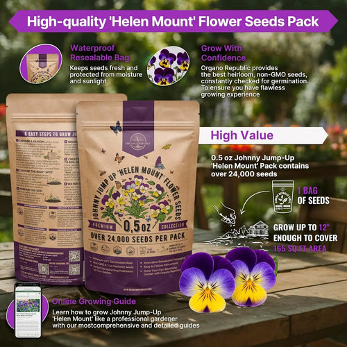 Helen Mount Johnny Jump-Up Seeds Organo Republic
