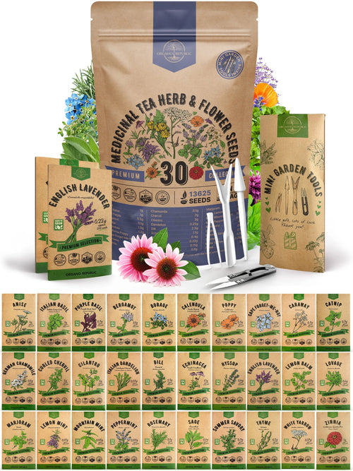 Medicinal Tea Herb & Flower Seeds Variety Pack