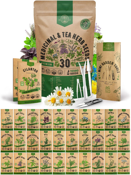 Medicinal & Tea Herb Seeds Variety Pack Organo Republic