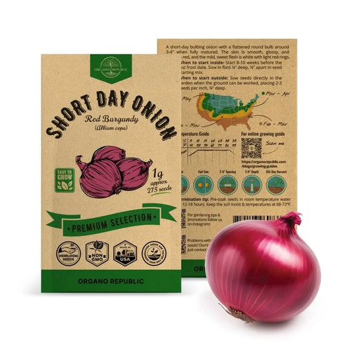 Onion Red Burgundy Seeds Pack 1G - Over 275 Non-GMO Heirloom Onion Seeds for Planting Vegetables in Individual Seed Packet, Vegetable Seeds for Planting Home Garden Indoor & Outdoor Gardening - Organo Republic