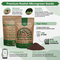 Organo Republic Radish Sprouting & Microgreen Seeds - Non - GMO, Heirloom Sprout Seeds Kit, 1lb Resealable Bag for & Growing Microgreens in Soil, Coconut Coir, Aerogarden & Hydroponic System. - Organo Republic