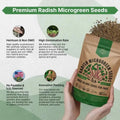Organo Republic Radish Sprouting & Microgreen Seeds - Non - GMO, Heirloom Sprout Seeds Kit, 1lb Resealable Bag for & Growing Microgreens in Soil, Coconut Coir, Aerogarden & Hydroponic System. - Organo Republic