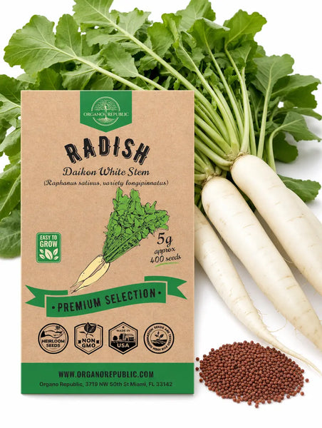 Radish White Stem Seeds - Organo Republic