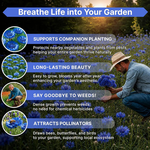 Tall Blue Cornflower Seeds Organo Republic