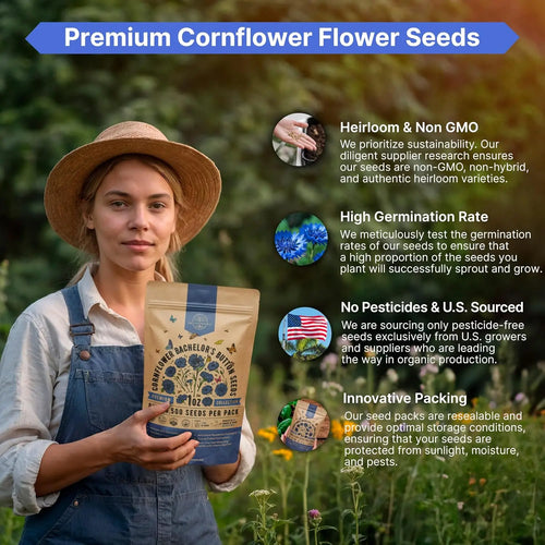 Tall Blue Cornflower Seeds Organo Republic