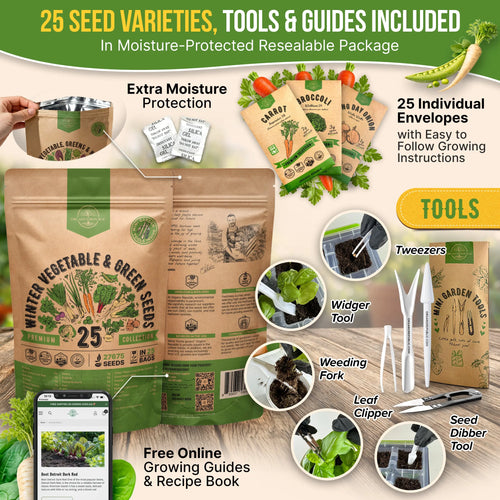 25 Winter Vegetable Seeds Variety Pack