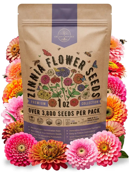 Zinnia Flower Seeds, Non-GMO Heirloom