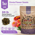 Zinnia Seeds Pack 1 oz - Over 3,800 Non - GMO Heirloom Zinnia Seeds for Planting, Annual Flowers in Individual Seed Packet, Zinnia Seeds for Planting Home Garden Indoor & Outdoor Gardening - Organo Republic
