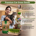 Cat Grass Seeds Mix - 20,800 Non - GMO Heirloom Seeds for Cats & Pets, 16 oz Pack for Growing Fresh Barley, Oat, Rye & Wheat Grass Seeds for Planting, Indoor Plants for Pets, Hairball Remedy for Cats - Organo Republic