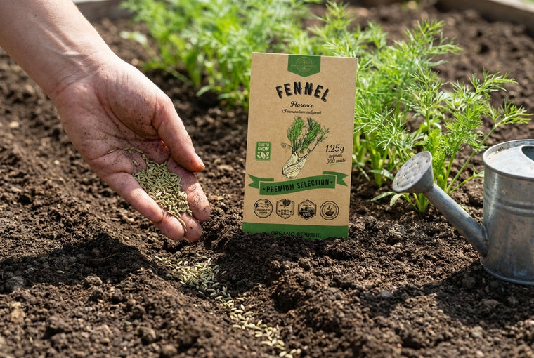 Direct-sow fennel a quarter inch deep in full sun, right where it will grow.