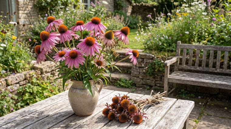 Long-lasting coneflowers make lovely cut flowers, and the seed heads feed birds.