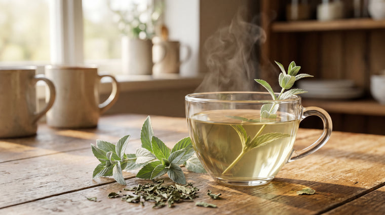Fresh or dried mountain mint leaves make a bright, cooling cup of tea.