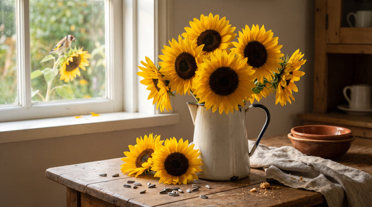 Cut sunflowers for the vase, and seeds for you and the birds.