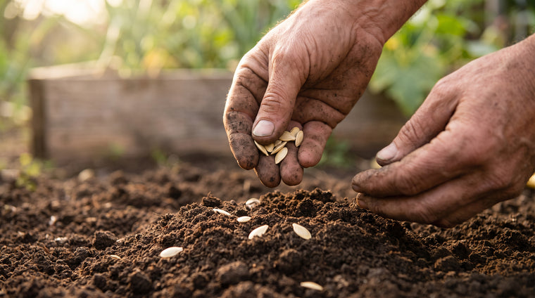 Direct-sow squash seeds an inch deep in warm-soil hills after the last frost.