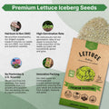 Lettuce Iceberg Seeds Pack 3G - Over 3,100 Non - GMO Heirloom Lettuce Seeds for Planting Greens in Individual Seed Packet, Greens Seeds for Planting Home Garden Indoor & Outdoor Gardening - Organo Republic