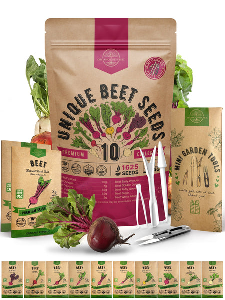 garden beet seeds 10 Rare Beet Seeds Variety Pack - Over 1000 Non-GMO, Heirloom Seeds
