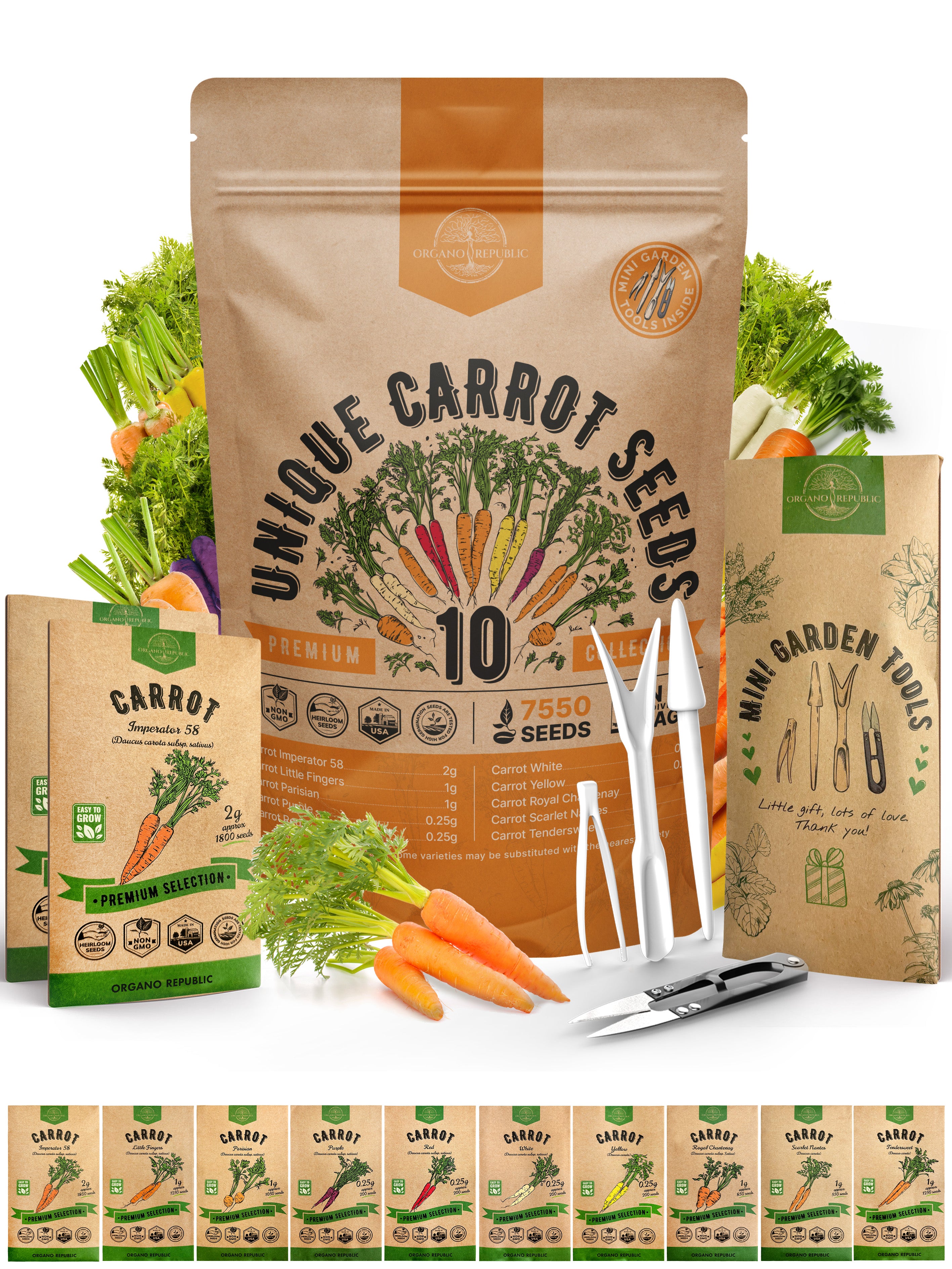 10 Unique Carrot Seeds Variety Pack