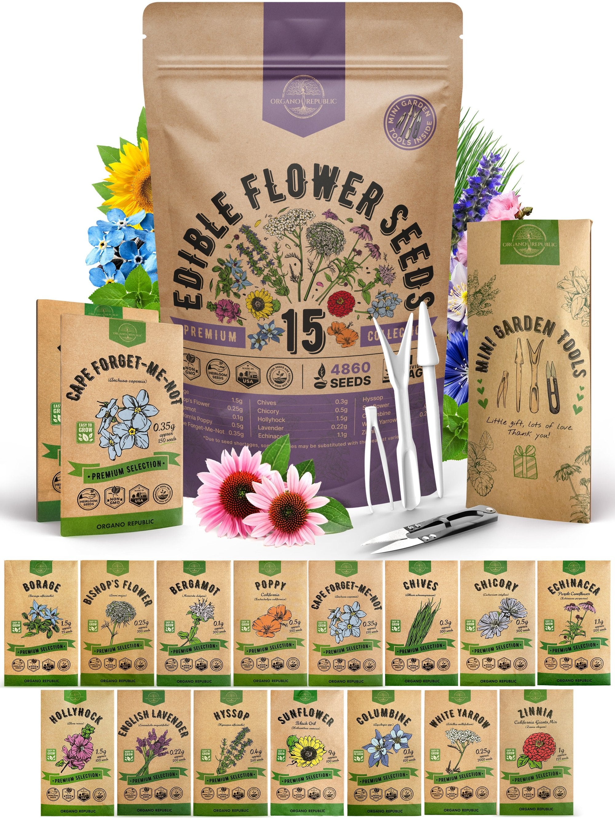 edible flower seeds organic Organo Republic - 15 Edible Flower Seeds Varieties