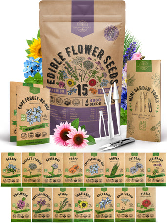 15 Edible Flower Seeds Variety Pack