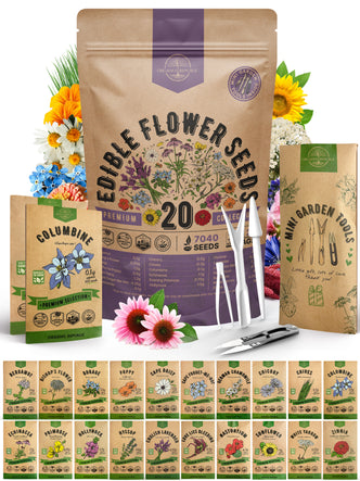 20 Edible Flower Seeds Variety Pack