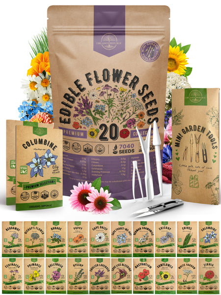 20 Edible Flower Seeds Variety Pack