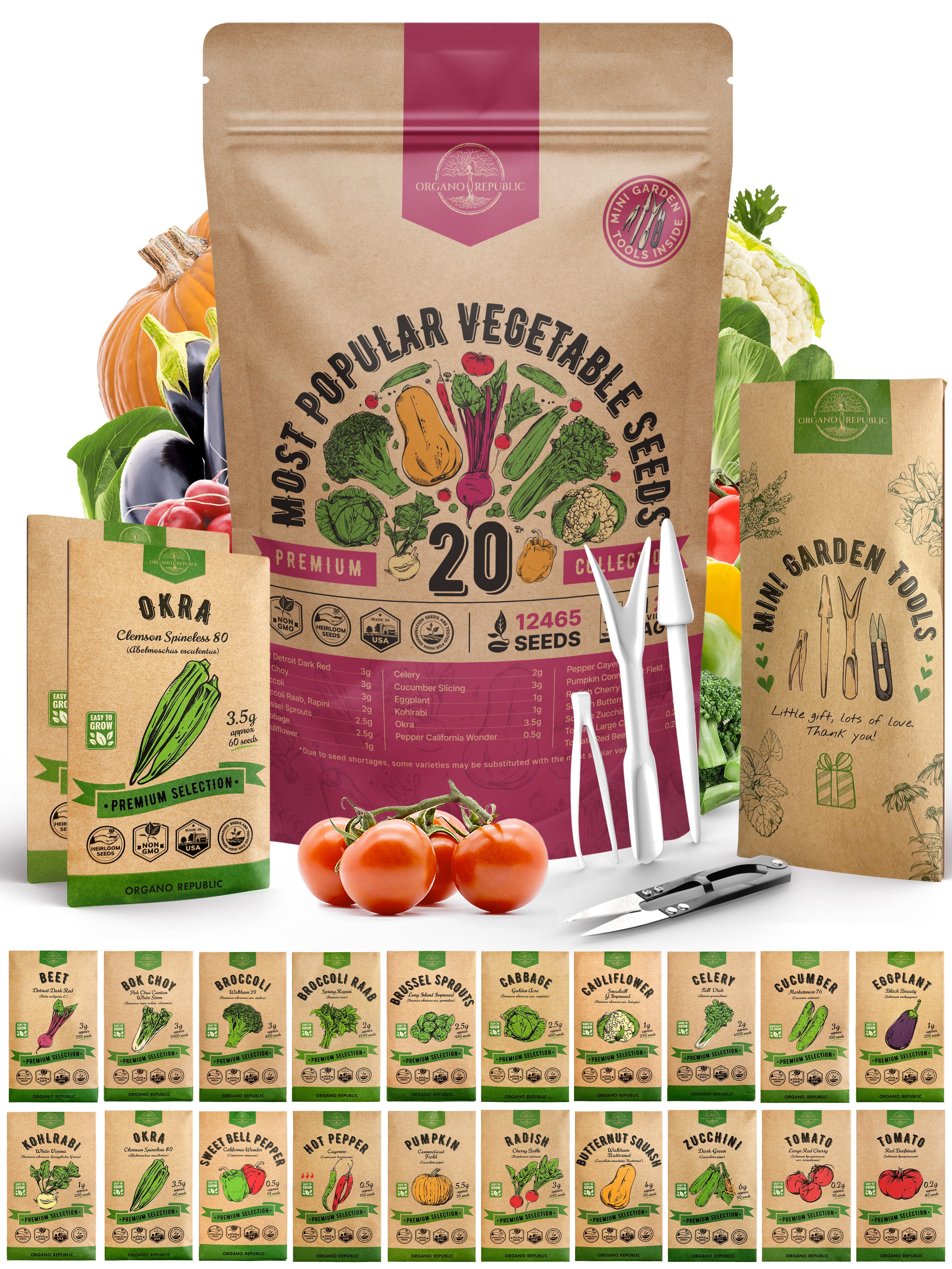 20 Vegetable Seeds Variety Pack