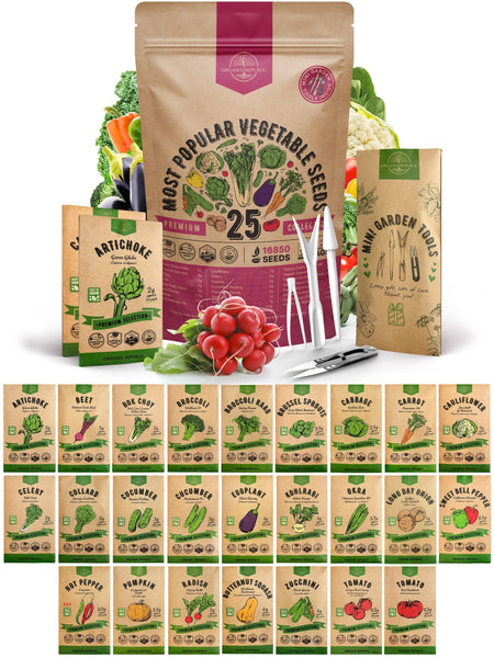 planting seeds for sale 25 Most Popular Vegetable Seeds Variety Pack - Heirloom, Non-GMO, Veggies Seeds for Planting Outdoor and Indoor
