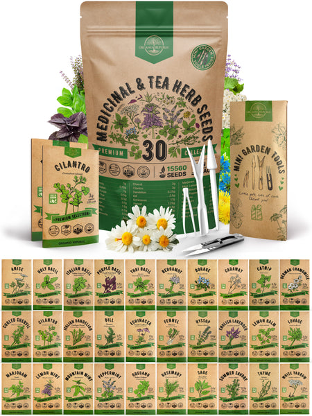 30 Herb Seeds - Medicinal & Tea Variety Pack