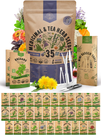 35 Medicinal & Tea Herb Seeds Variety Pack