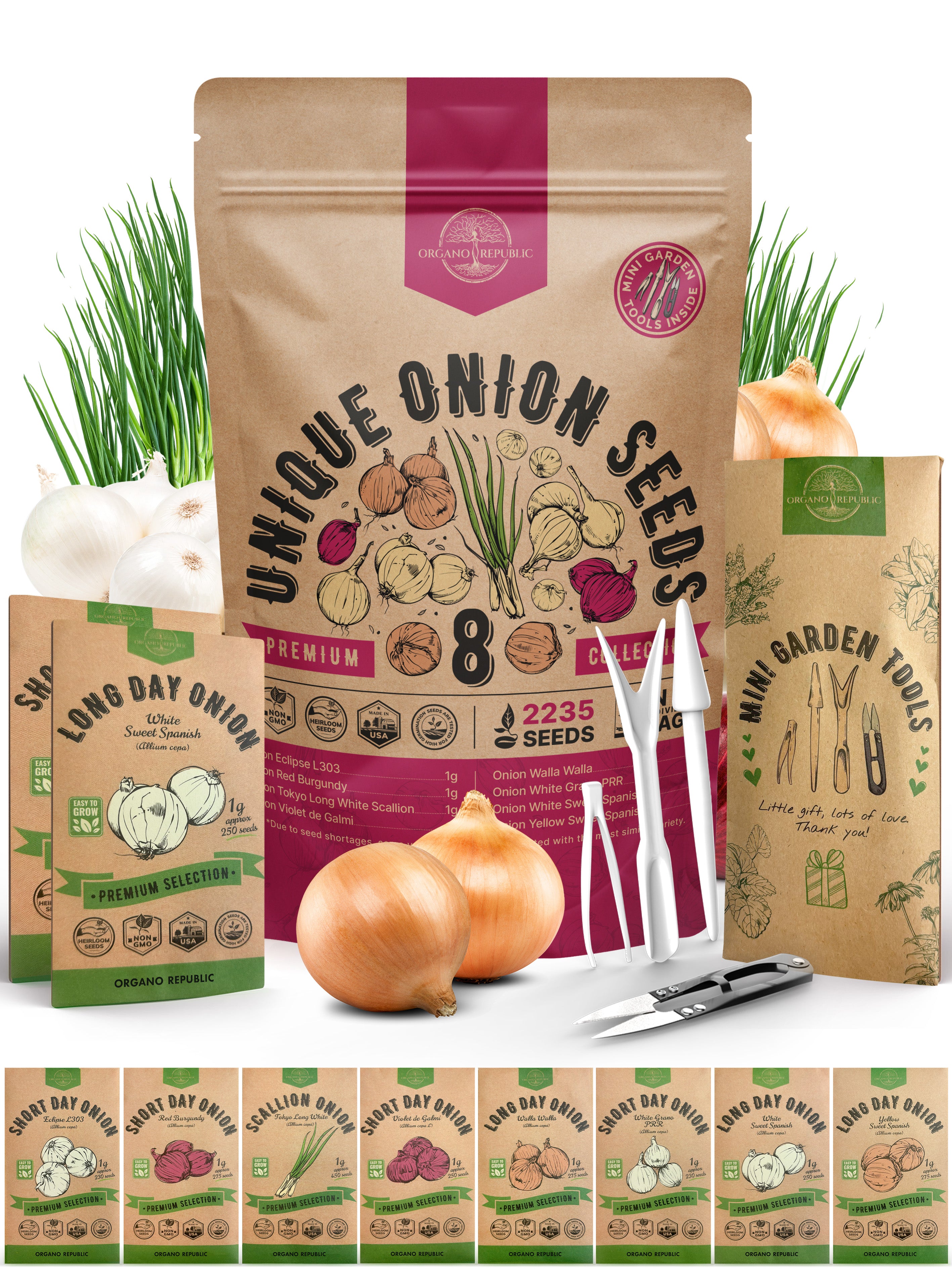 8 Onion Seeds Variety Pack