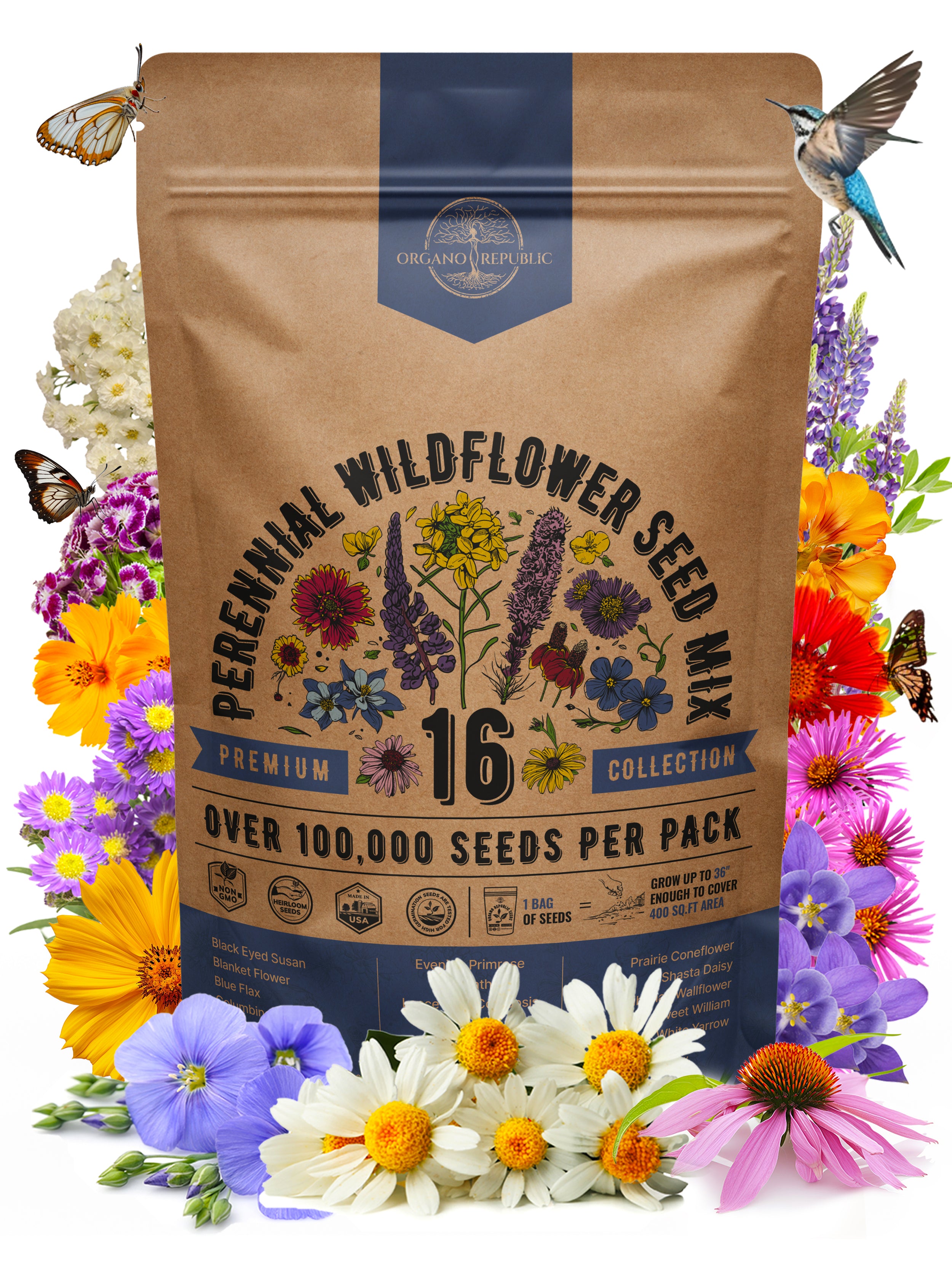 16 Perennial Wildflower Seeds Mix