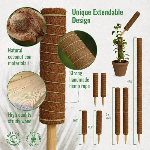 Moss Pole Monstera Plant Support Stakes - 2x26.4 or 48.7