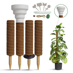 Moss Pole Monstera Plant Support Stakes - 2x26.4 or 48.7" Unique Self-Watering, Extendable Coco Coir Pole for Climbing Plant Supports for Potted Plants Indoor, Totem Pole for Monstera, Pothos & More - Organo Republic