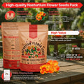 Nasturtium Seeds Pack 1 oz - Non - GMO Heirloom Flower Seeds for Planting, Edible Flowers in Individual Seed Packet, Nasturtium Seeds for Planting Home Garden Indoor & Outdoor Gardening - Organo Republic
