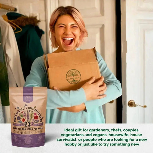 bag of wildflower seeds Organo Republic 23 Wildflower Seeds Annual & Perennial Mix for Indoor & Outdoors, Attract Birds & Butterflies 100,000+ Non-GMO, Heirloom Garden