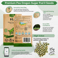 Pea Oregon Sugar Pod II Seeds Pack 15G - Over 75 Non - GMO Heirloom Pea Seeds for Planting Vegetables in Individual Seed Packet, Vegetable Seeds for Planting Home Garden Indoor & Outdoor Gardening - Organo Republic