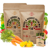 10 Carrot & 14 Herb, Tomato & Chili Pepper Seeds Variety Packs Bundle - Organo Republic