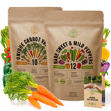 10 Carrots & 12 Rare Sweet & Mild Pepper Seeds Variety Packs Bundle - Organo Republic
