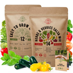 12 Easy to Grow Herb and 14 Herb, Tomato & Chili Pepper Seeds Variety Packs Bundle - Organo Republic