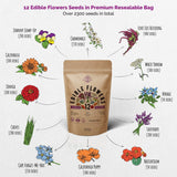 12 Edible Flower Seeds Variety Pack for Planting Indoor & Outdoors - Organo Republic