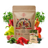 Pepper Seeds Variety Pack - 13 Unique Super Hot Peppers Seeds Variety - Over 650 Non-GMO, Heirloom Seeds
