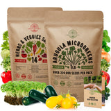 14 Herb, Tomato & Chili Pepper and Arugula Sprouting & Microgreens Seeds Bundle - Organo Republic