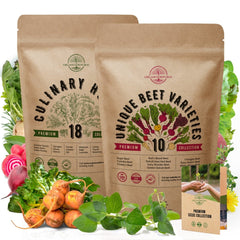 18 Culinary Herbs & 10 Rare Beet Seeds Bundle Non-GMO Heirloom Seeds for Planting Indoor and Outdoor Over 6000 Beet & Herb Seeds in One Value Bundle - Organo Republic